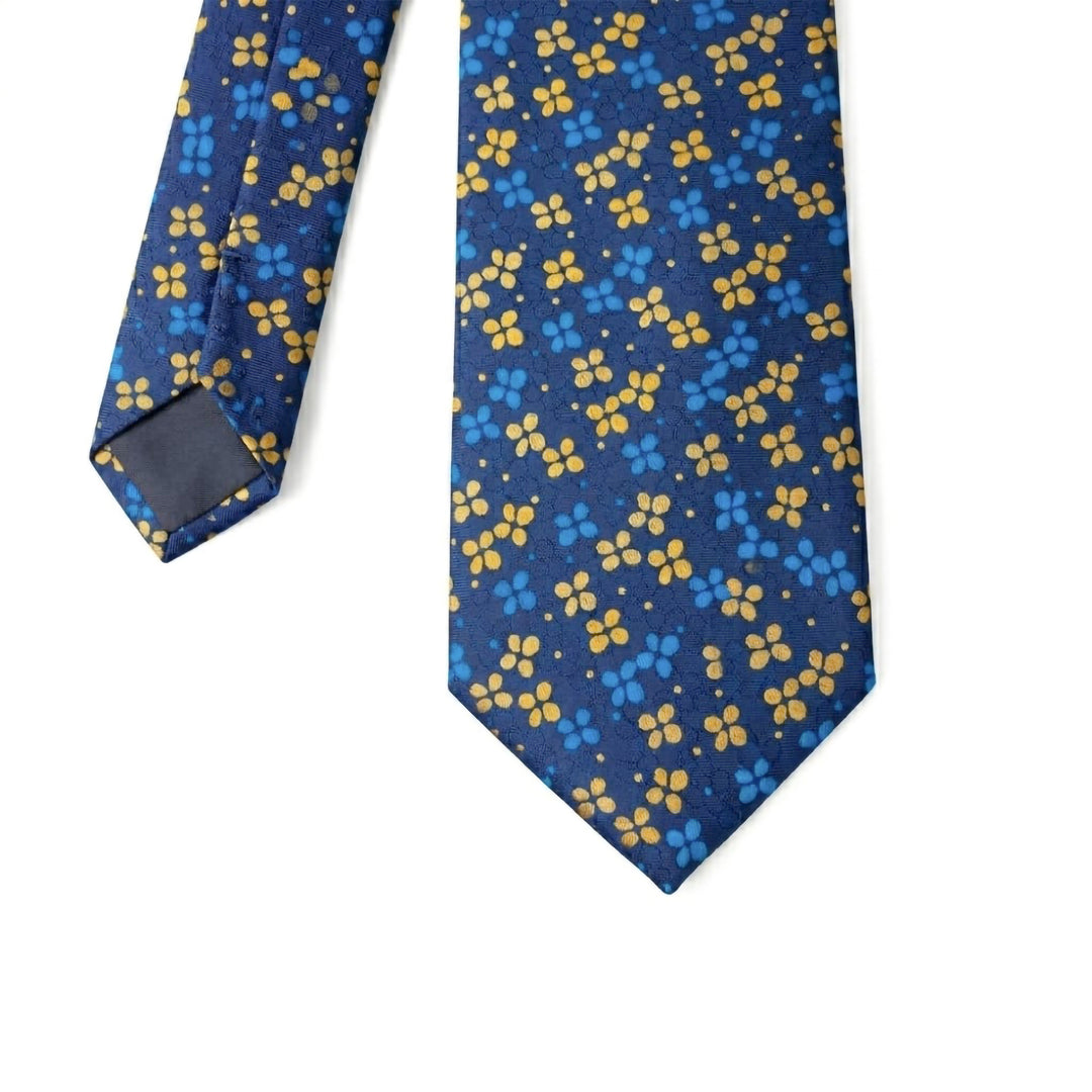 Navy Floral pattern Tie - Turkish made