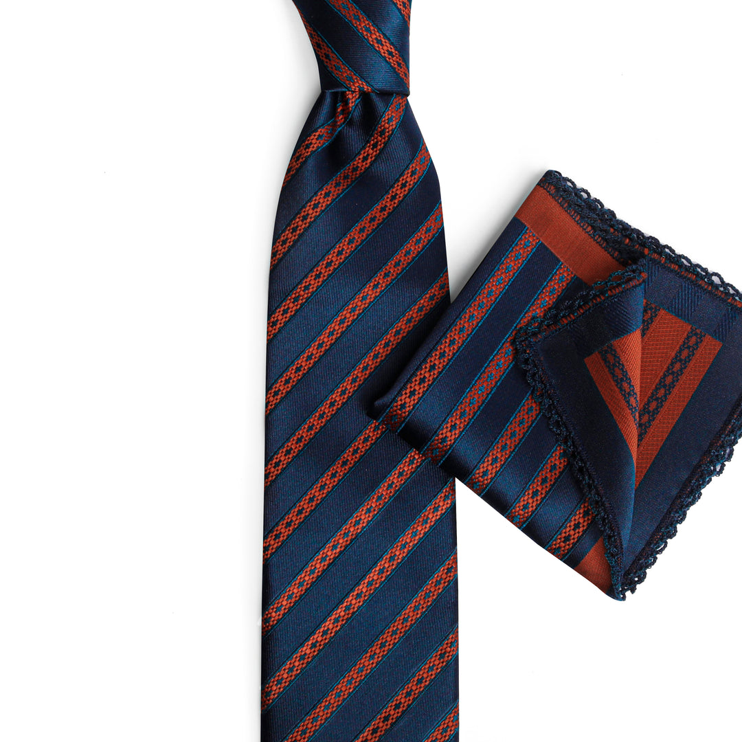 Navy Stripe Tie -Turkish Made