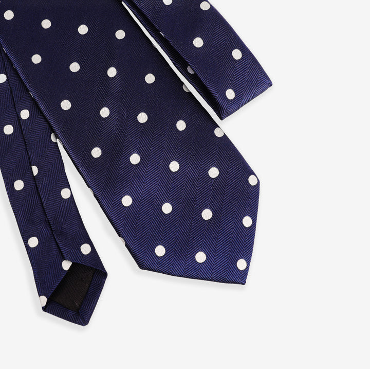 Navy Tie - Dots Pattern-Turkish Made