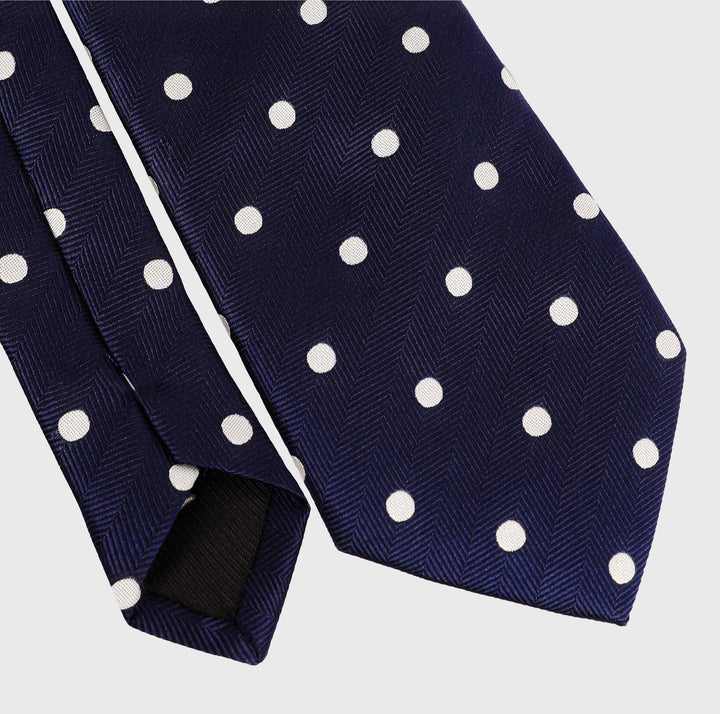 Navy Tie - Dots Pattern-Turkish Made