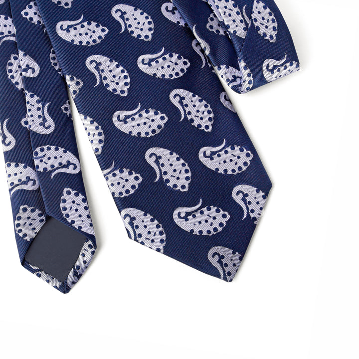 Navy Tie Leaves Pattern - Turkish made