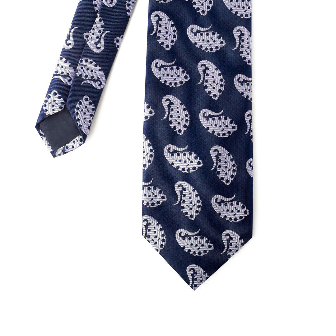 Navy Tie Leaves Pattern - Turkish made