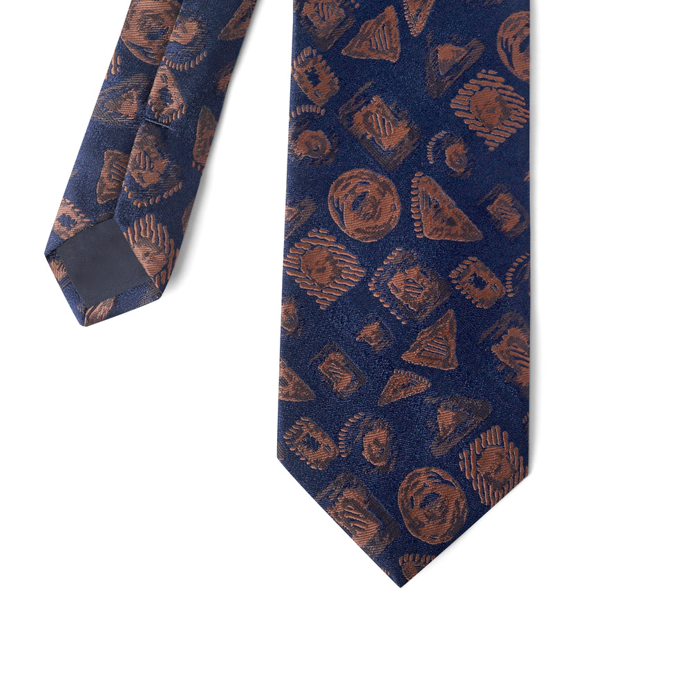 Navy Tie with havan Pattern - Turkish made