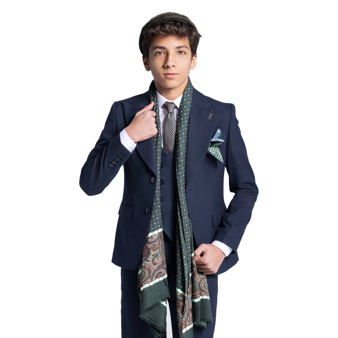Navy kids suit - peak lapel - Turkish made
