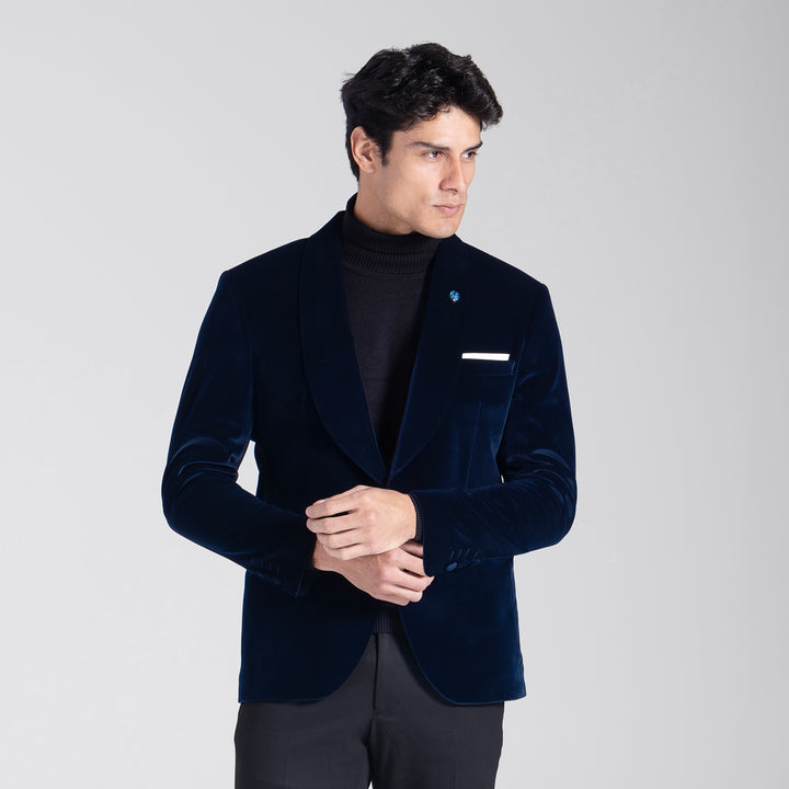 Navy velvet Jacket-Turkish Made