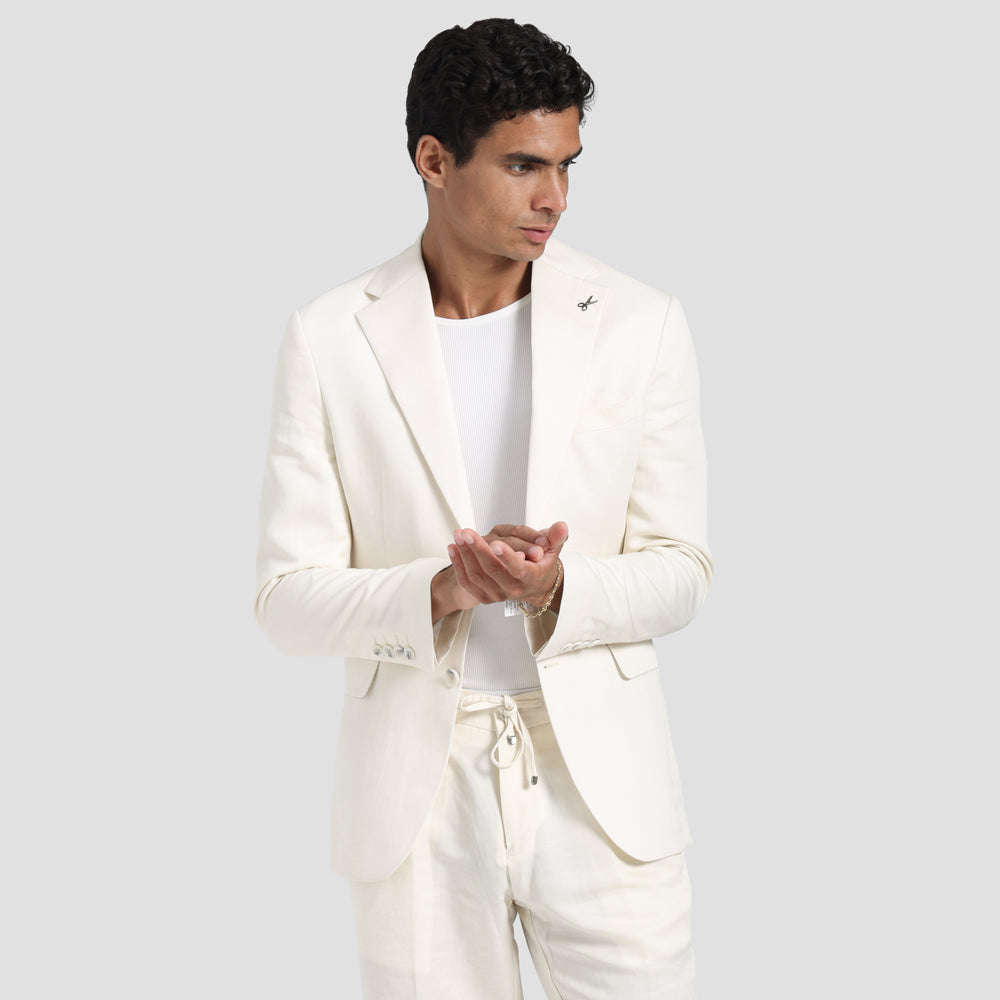 Off white Linen Smart Suit-Turkish Made