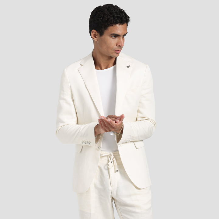 Off white Linen Smart Suit-Turkish Made