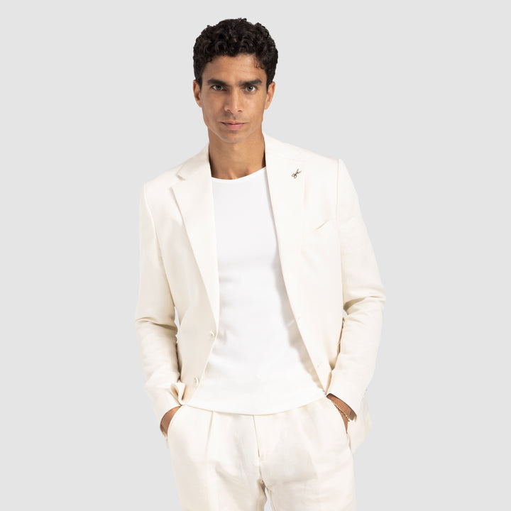 Off white Linen Smart Suit-Turkish Made