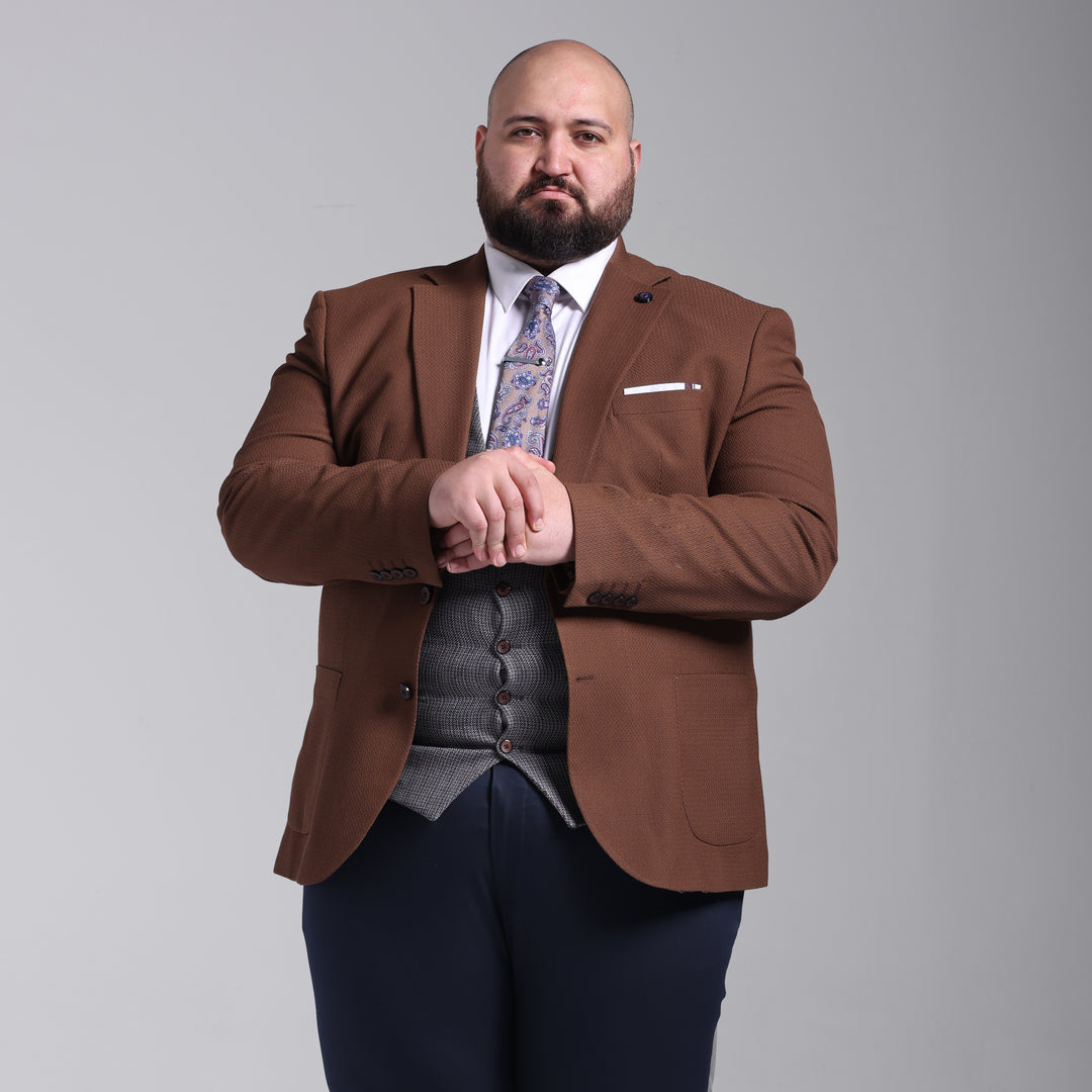 Plus Size brown Smart Suit-Turkish Made