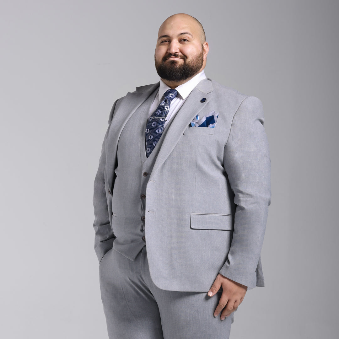 Plus Size gray Smart Suit-Turkish Made
