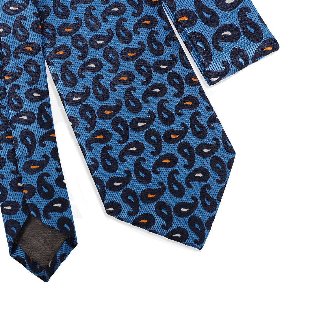Premium Light Blue paisely Pattern Tie - Turkish made