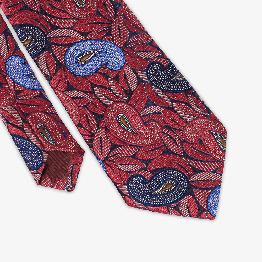 Red Tie - Paisley Pattern-Turkish Made