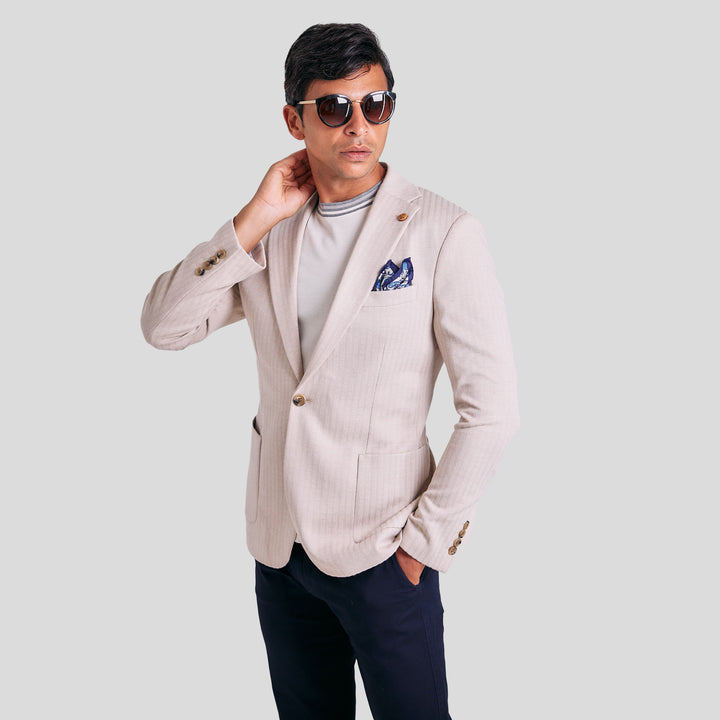 Slim Fit Beige Jacket-Turkish Made