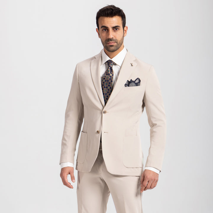 Slim Fit Beige Smart Suit-Turkish Made