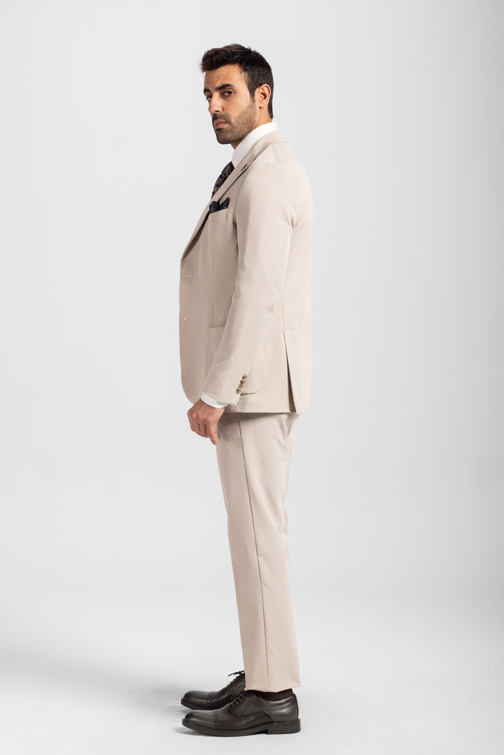 Slim Fit Beige Smart Suit-Turkish Made