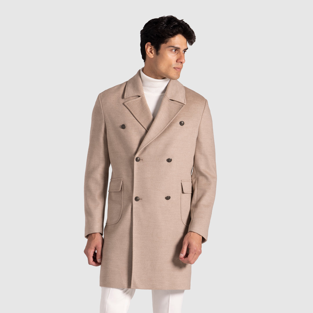 Slim Fit Beige coat-Turkish Made