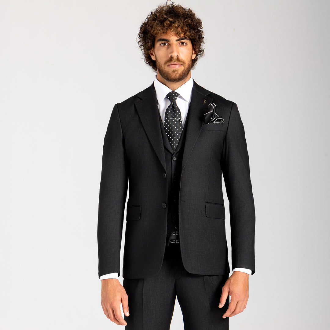 Slim Fit Black PinStriped Formal Suit-Turkish Made