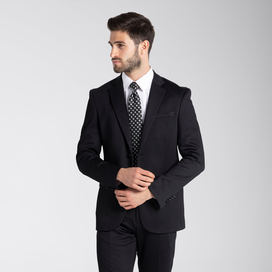 Slim Fit Black Smart Suit-Turkish Made