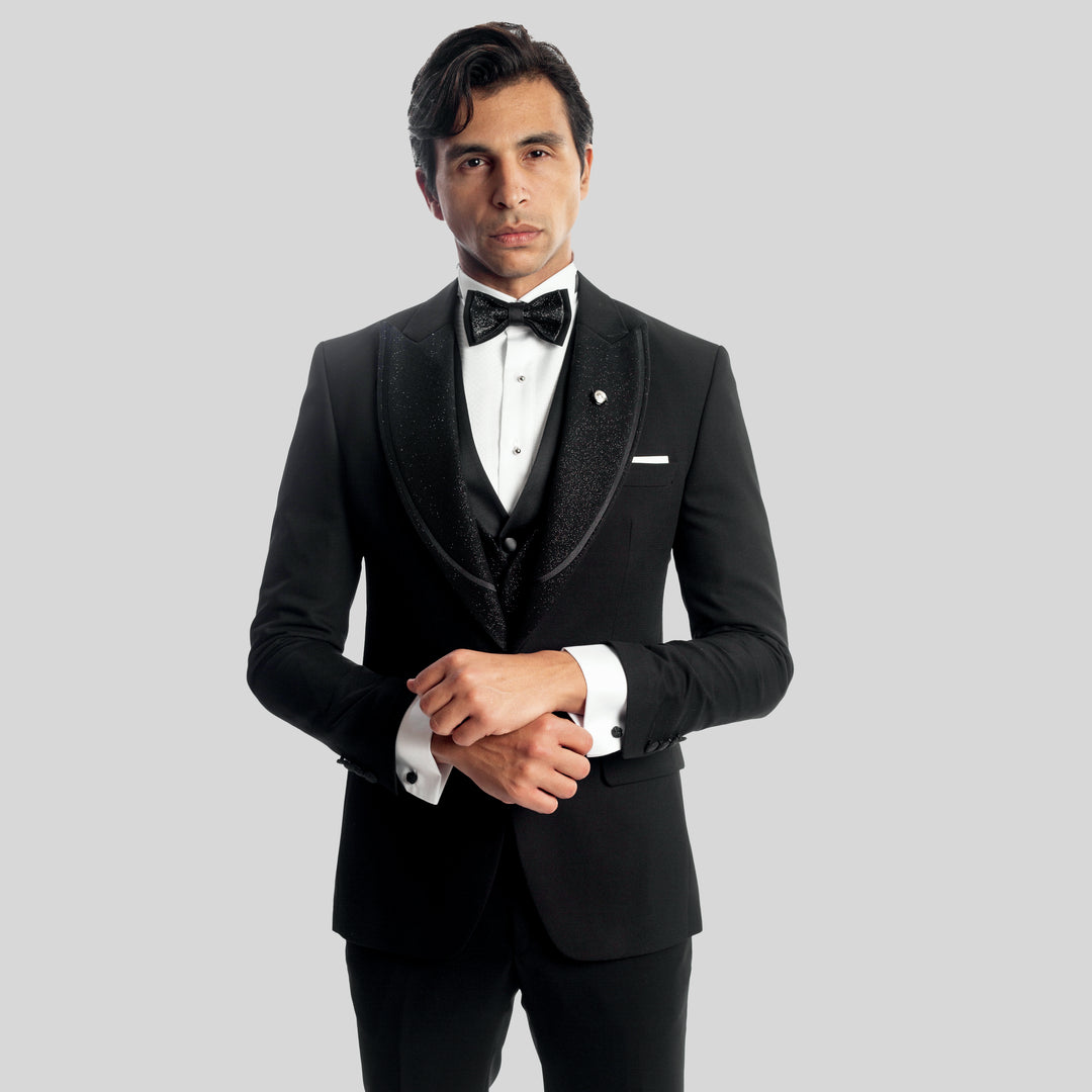 Slim Fit Black Tuxedo Suit-Turkish Made