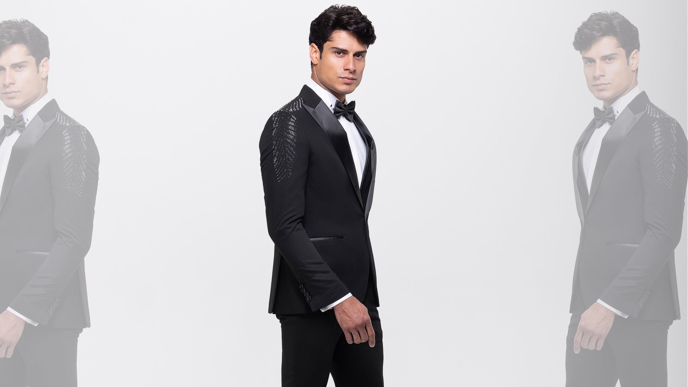 Slim Fit Black Tuxedo suit -Notch Lapel - Turkish Made
