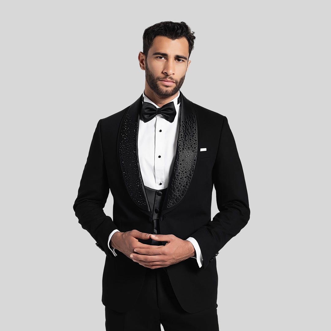 Slim Fit Black Wedding Suit-Turkish Made