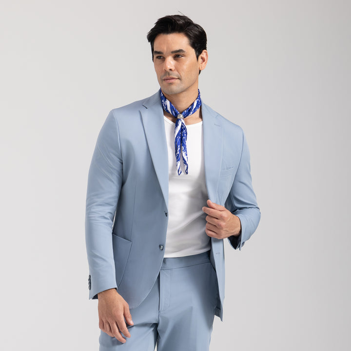 Slim Fit Blue Smart Suit - Turkish Made