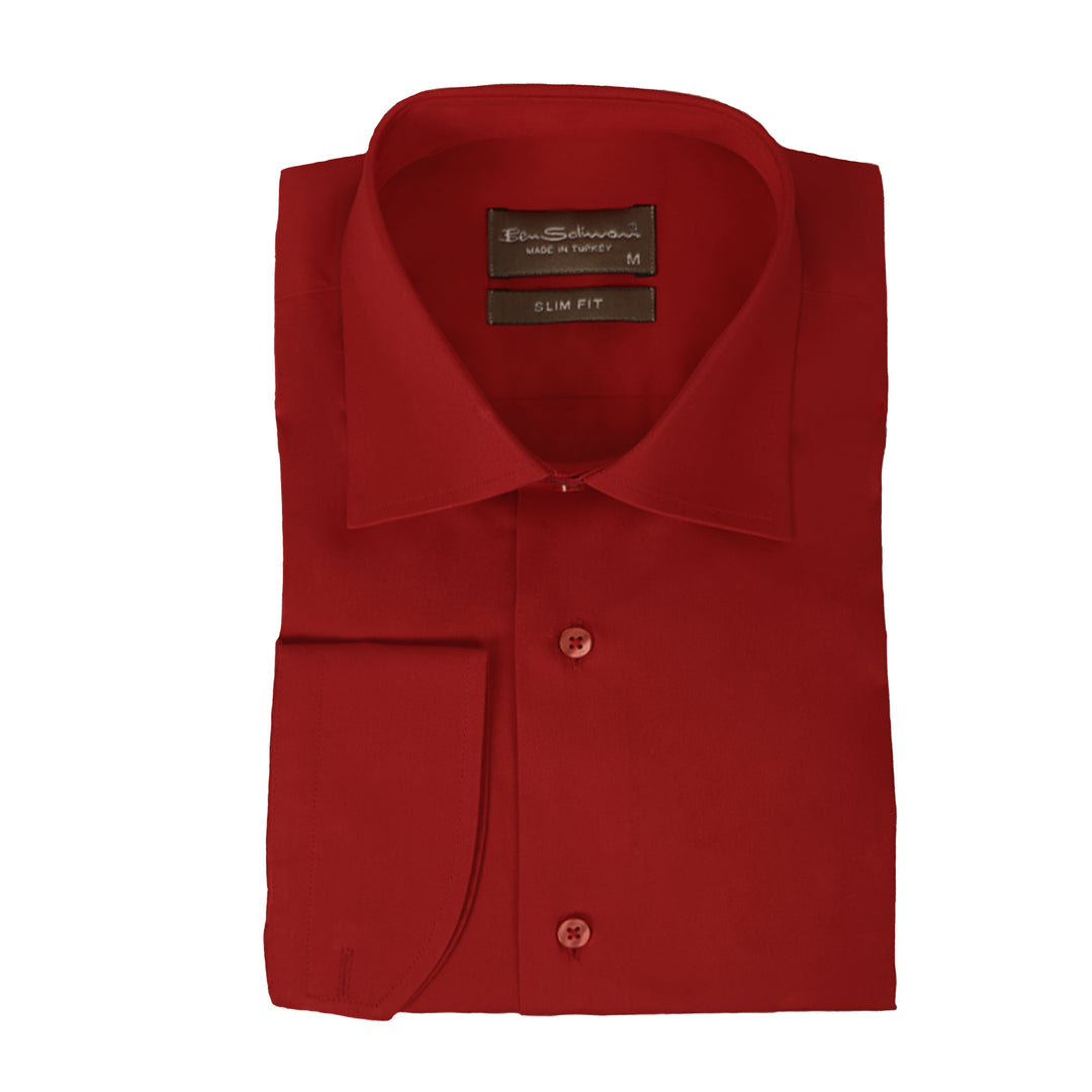 Slim Fit Bordo Cotton Formal Shirt-Turkish Made