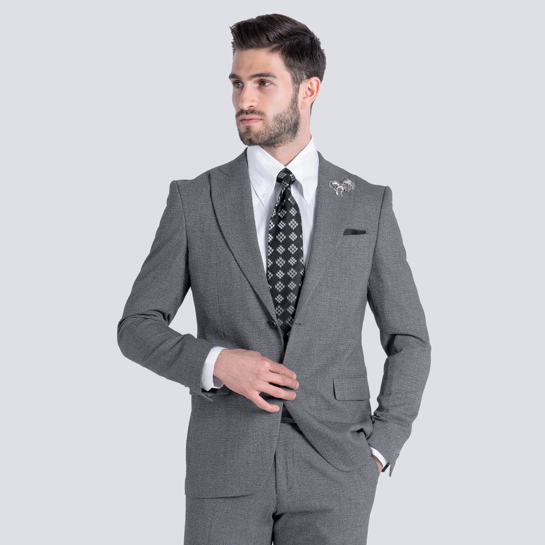 Slim Fit Gray Formal Suit - Three Pieces-Turkish Made