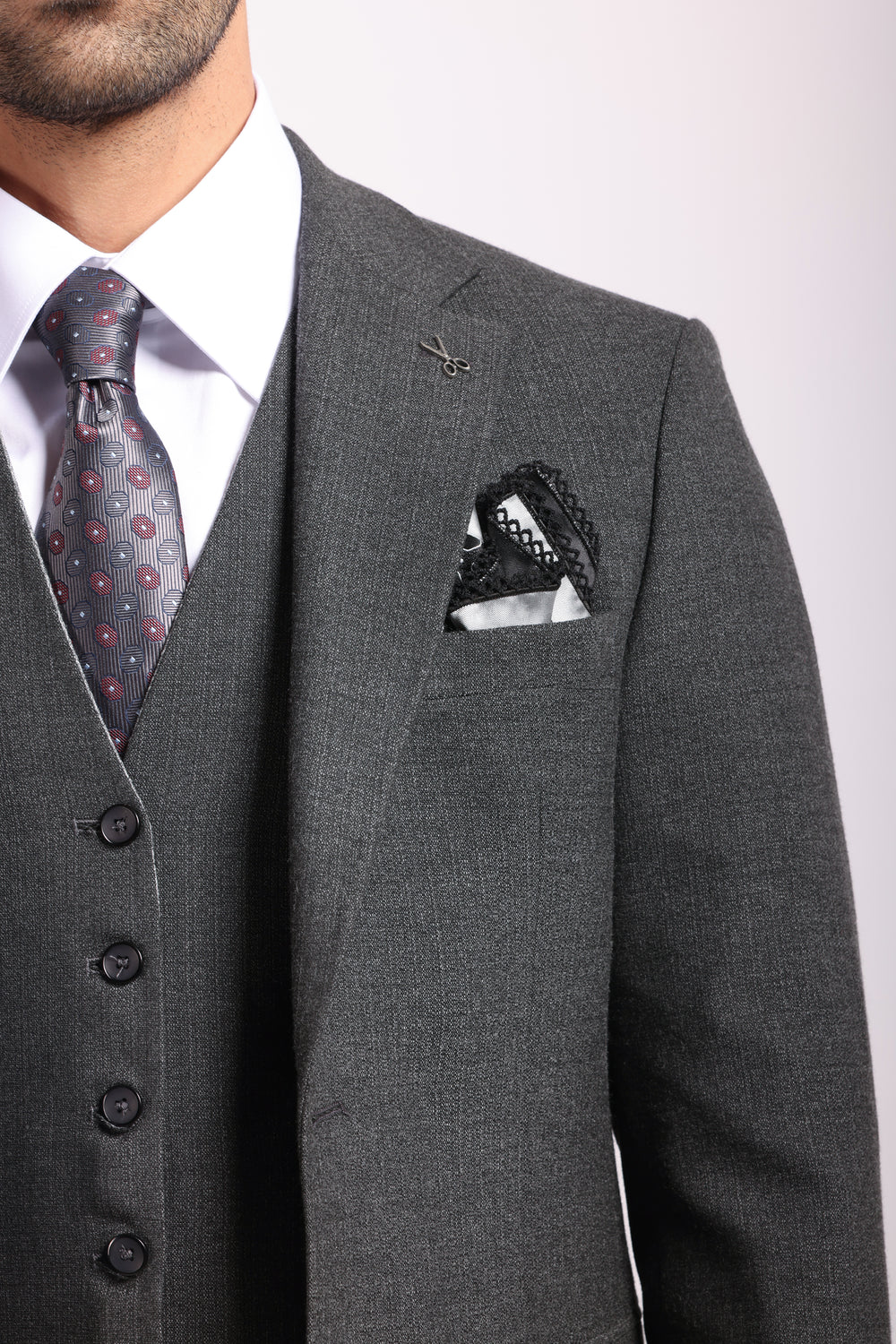 Slim Fit Gray Formal Suit - Three Pieces -Turkish Made
