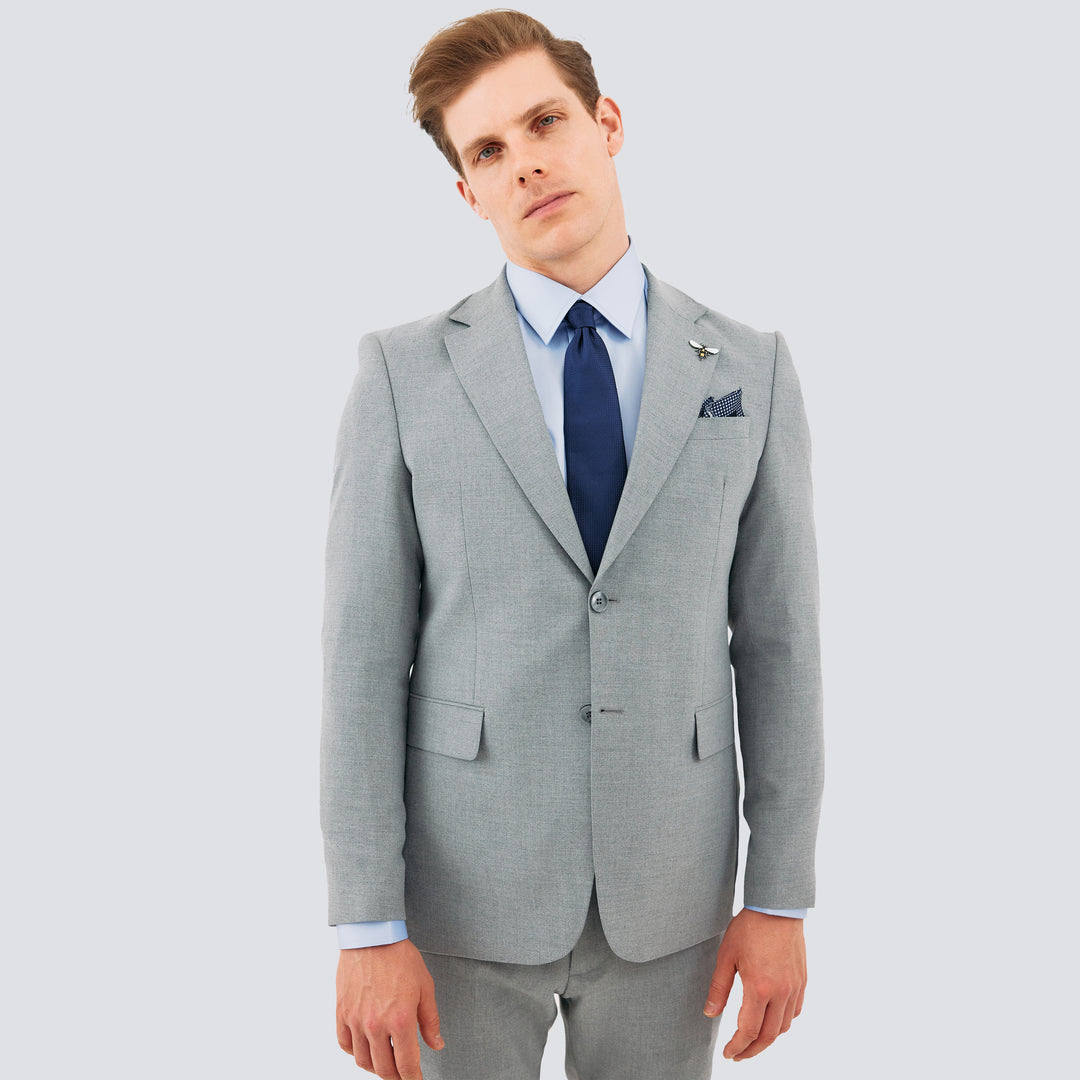 Slim Fit Grey Formal Suit-Turkish Made