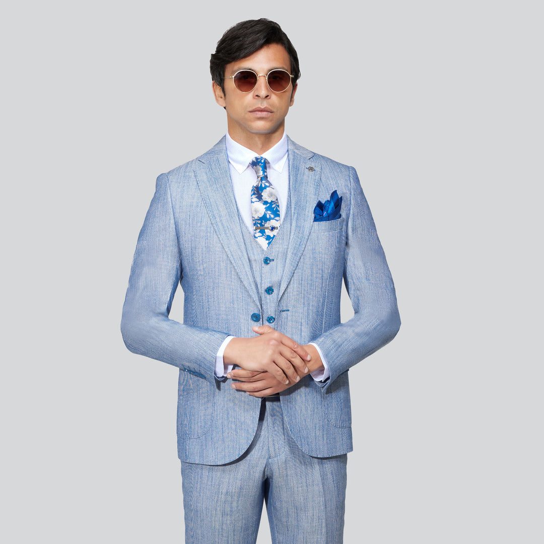 Slim Fit Light Blue Smart Suit-Turkish Made