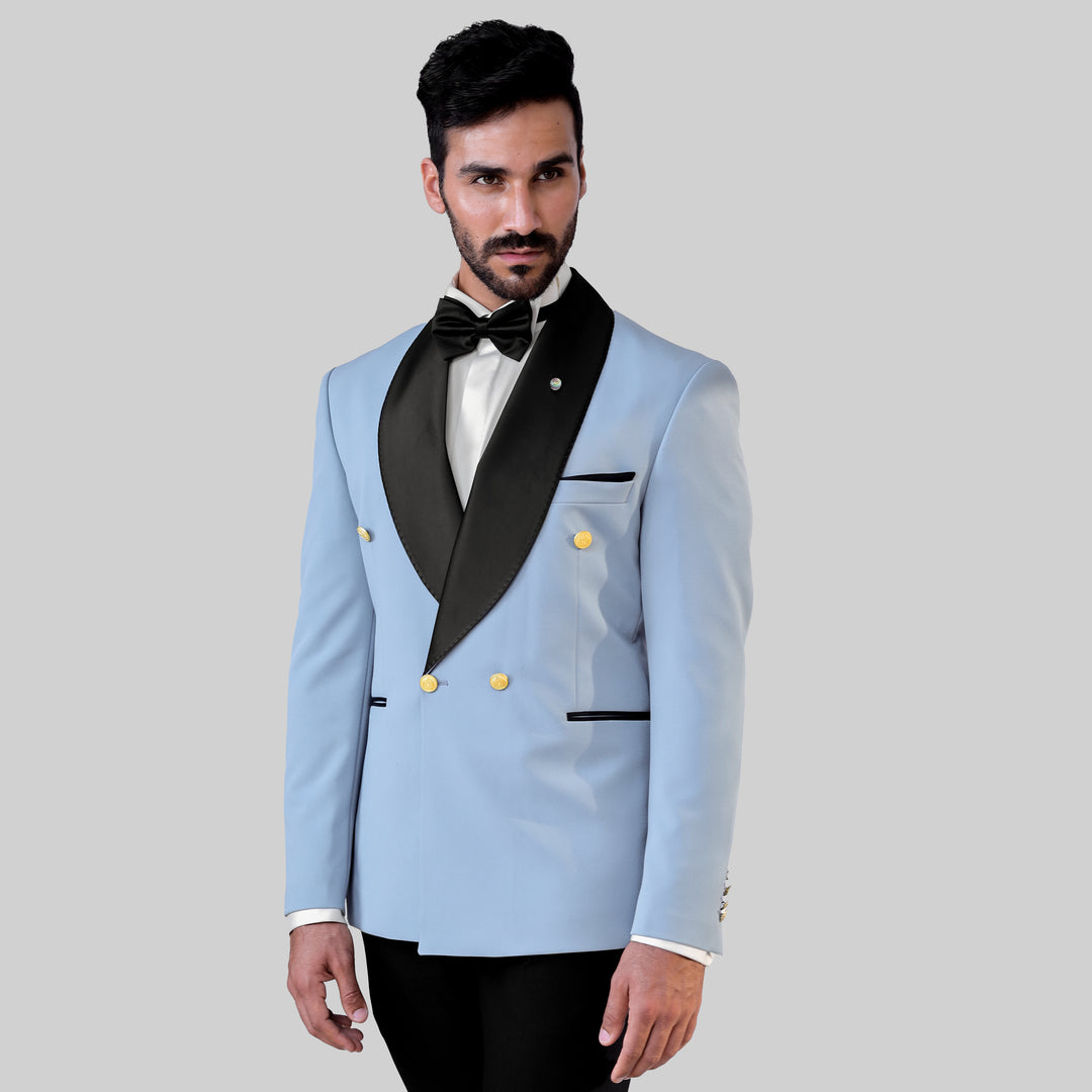 Slim Fit Light Blue Tuxedo Suit-Turkish Made