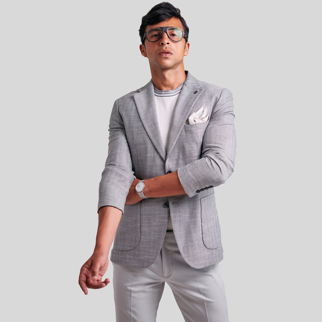 Slim Fit Light Grey Jacket-Turkish Made