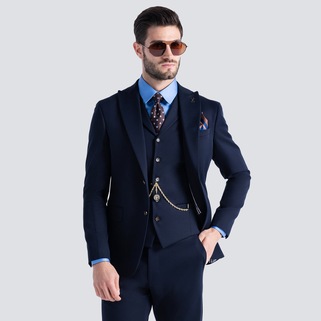 Slim Fit Navy Formal Suit-Turkish Made