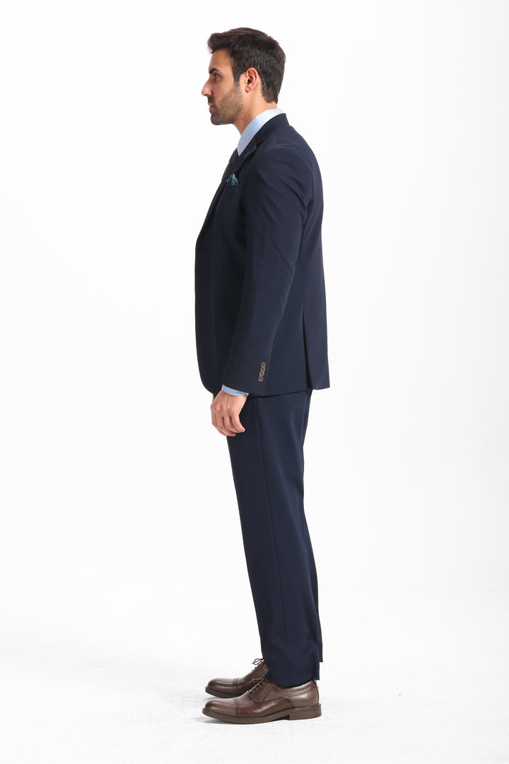 Slim Fit Navy Formal Suit- Three pieces - Turkish Made

