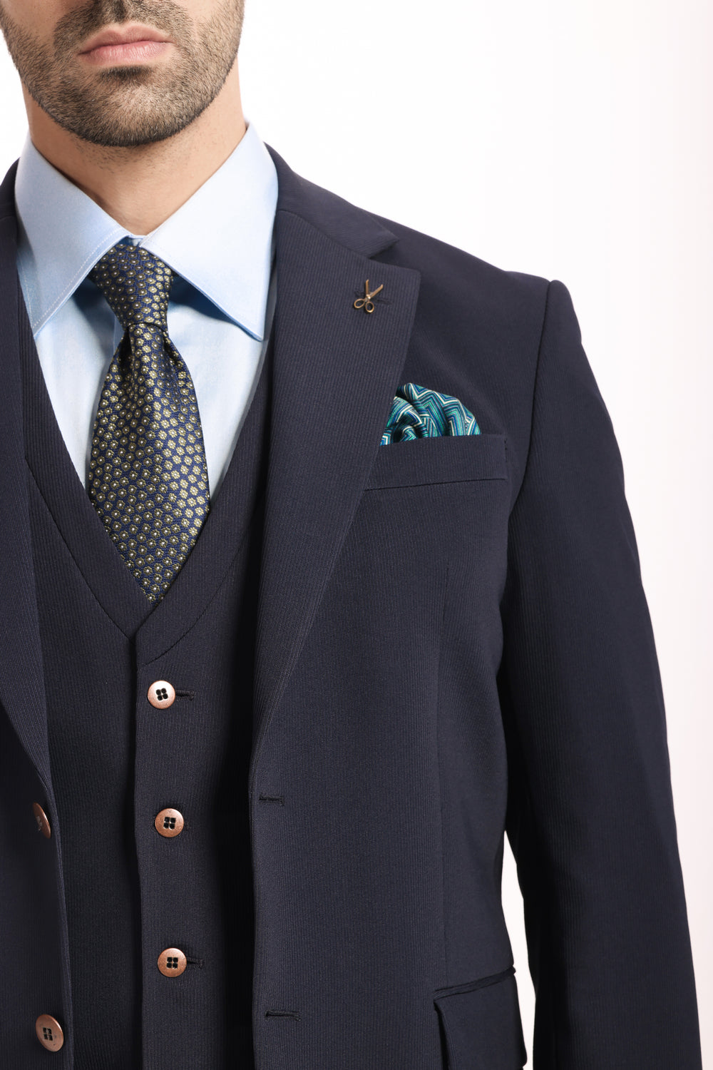 Slim Fit Navy Formal Suit- Three pieces - Turkish Made

