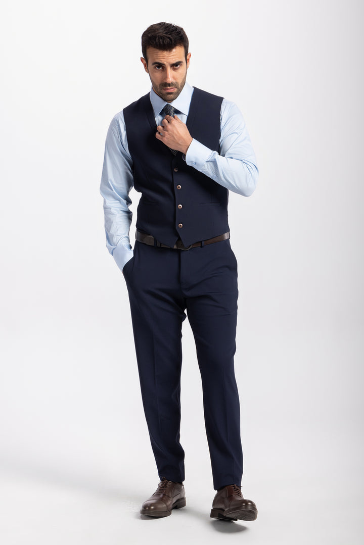 Slim Fit Navy Formal Suit- Three pieces - Turkish Made

