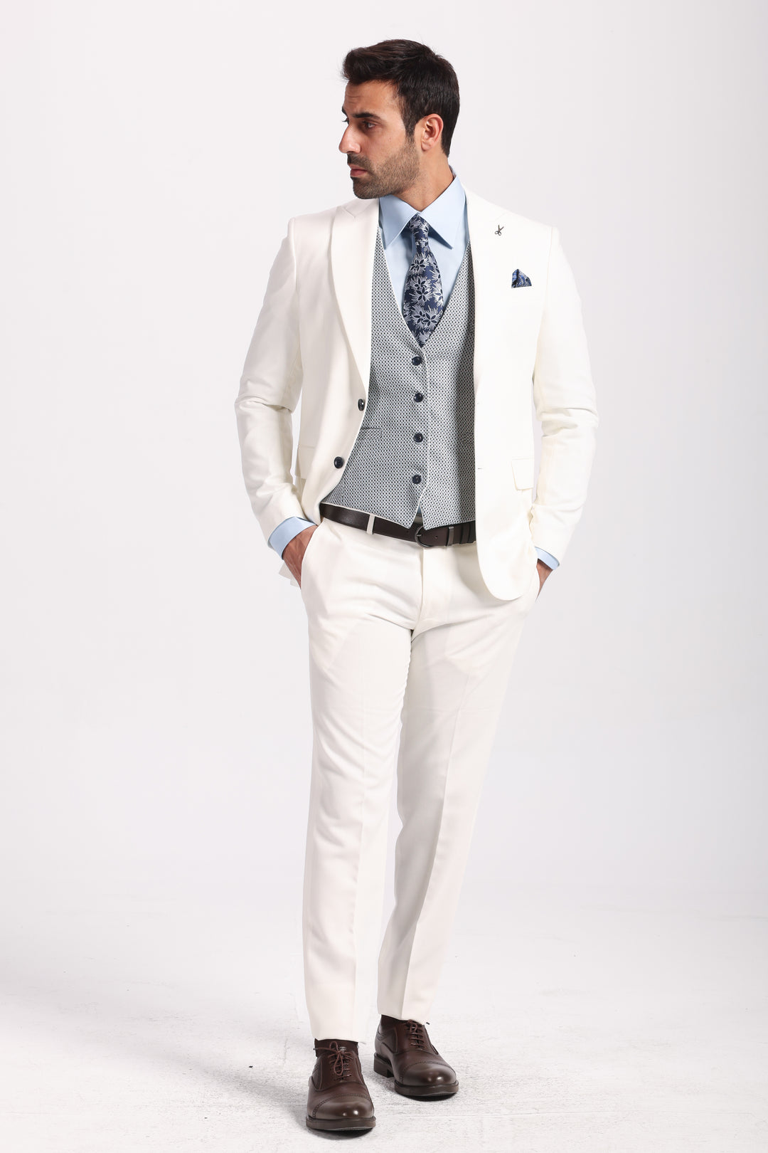 Slim Fit Navy Formal Suit- Vest Double Face - Turkish Made

