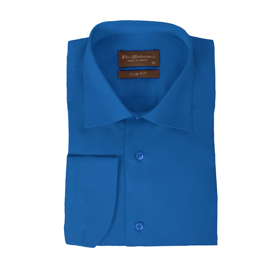 Slim Fit Turquoise Cotton Formal Shirt-Turkish Made