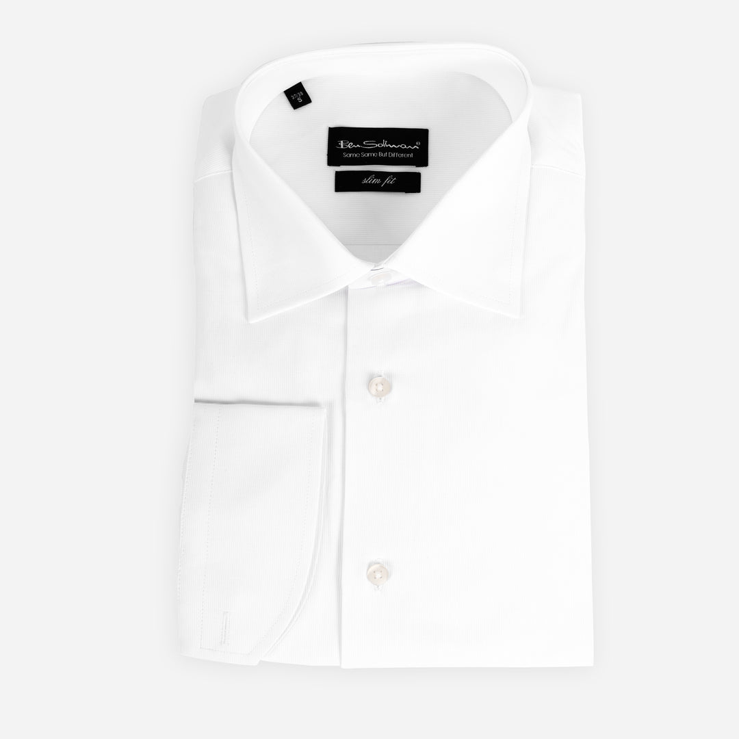 Slim Fit White Cotton Shirt-Turkish Made