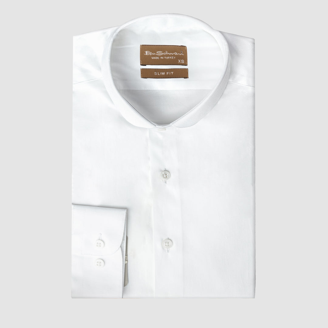 Slim Fit White Cotton Shirt