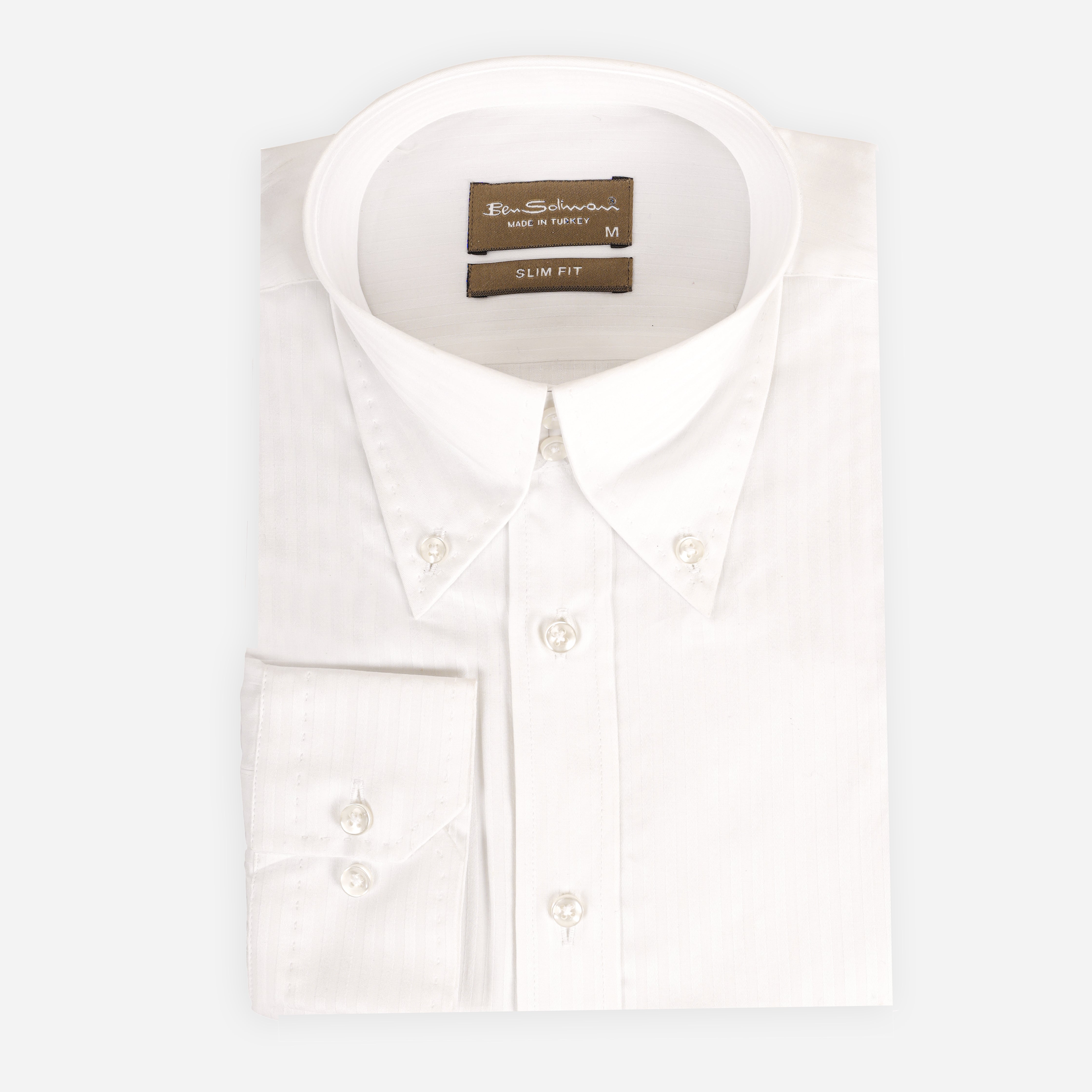 Chemise Habillée J. Lindeberg Marron/écru - Taille 15, Col Spread, Slim Fit, 100% Coton, Très Bon état