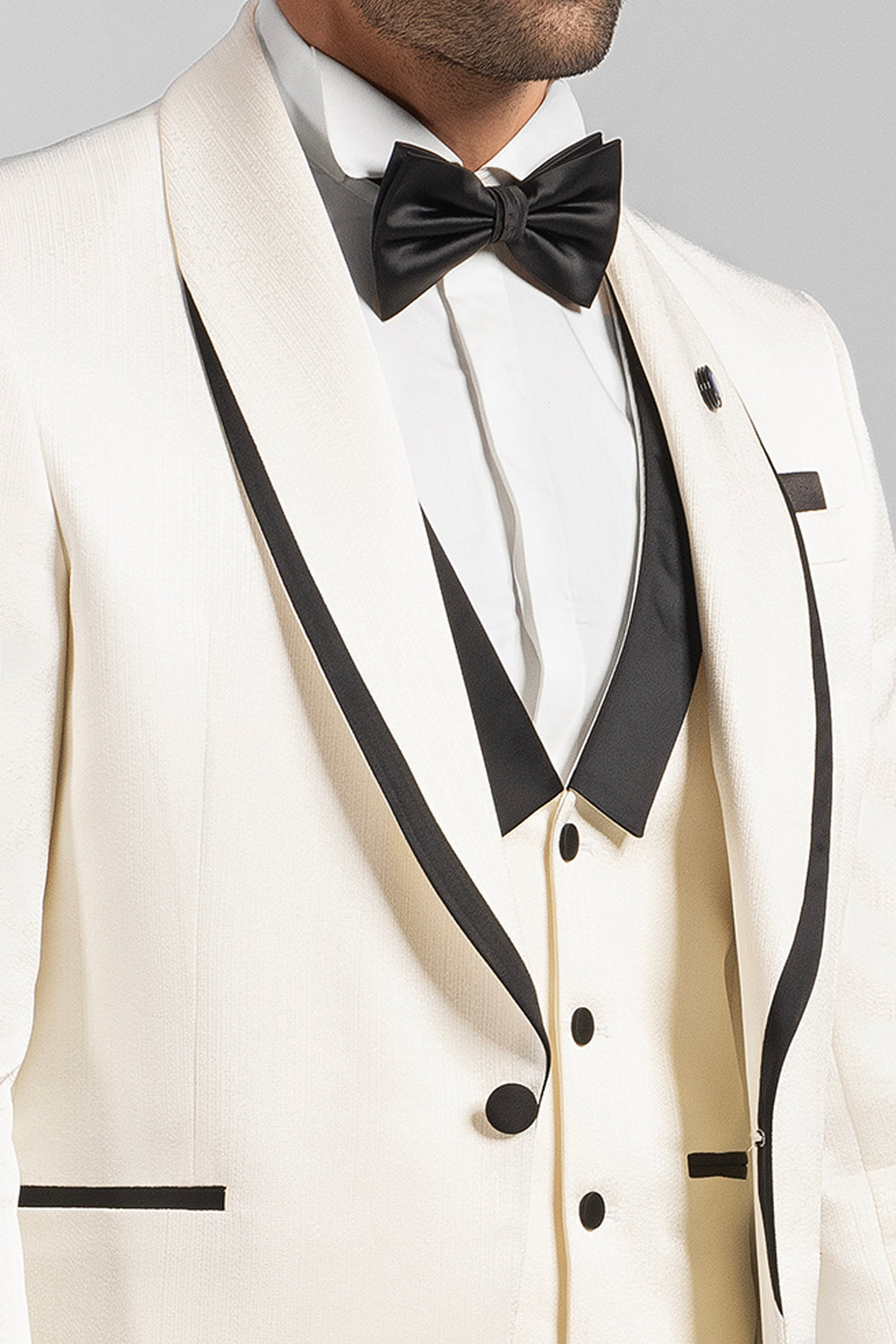 Slim Fit White Tuxedo Suit-Turkish Made

