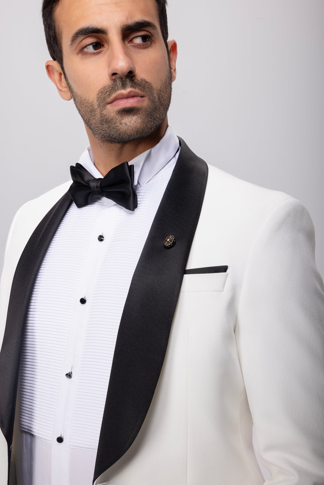 Slim Fit White Tuxedo Suit-Turkish Made