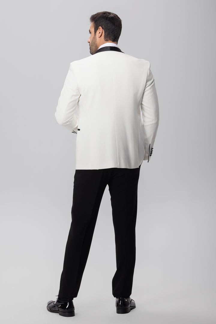 Slim Fit White Tuxedo Suit-Turkish Made