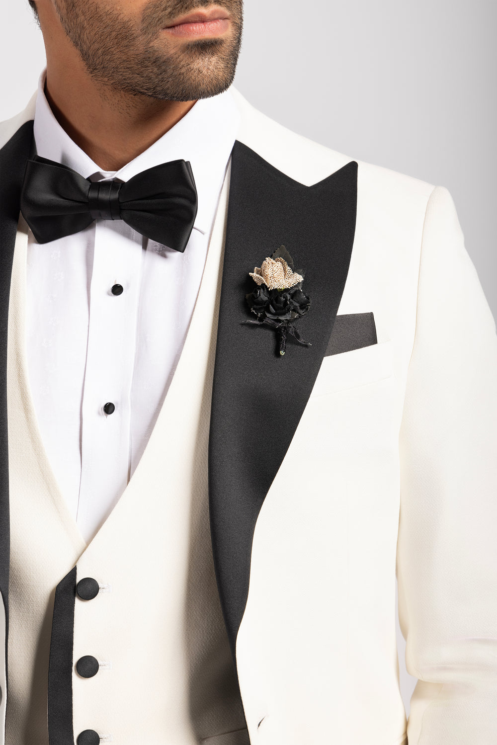 Slim Fit White Tuxedo Suit - Satin Notch Lapel-Turkish Made

