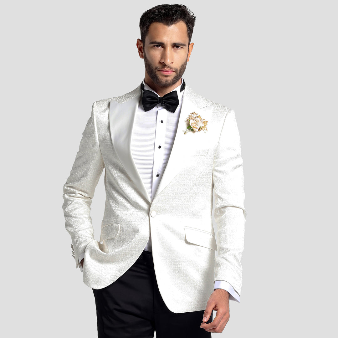 Slim Fit White Wedding Suit-Turkish Made