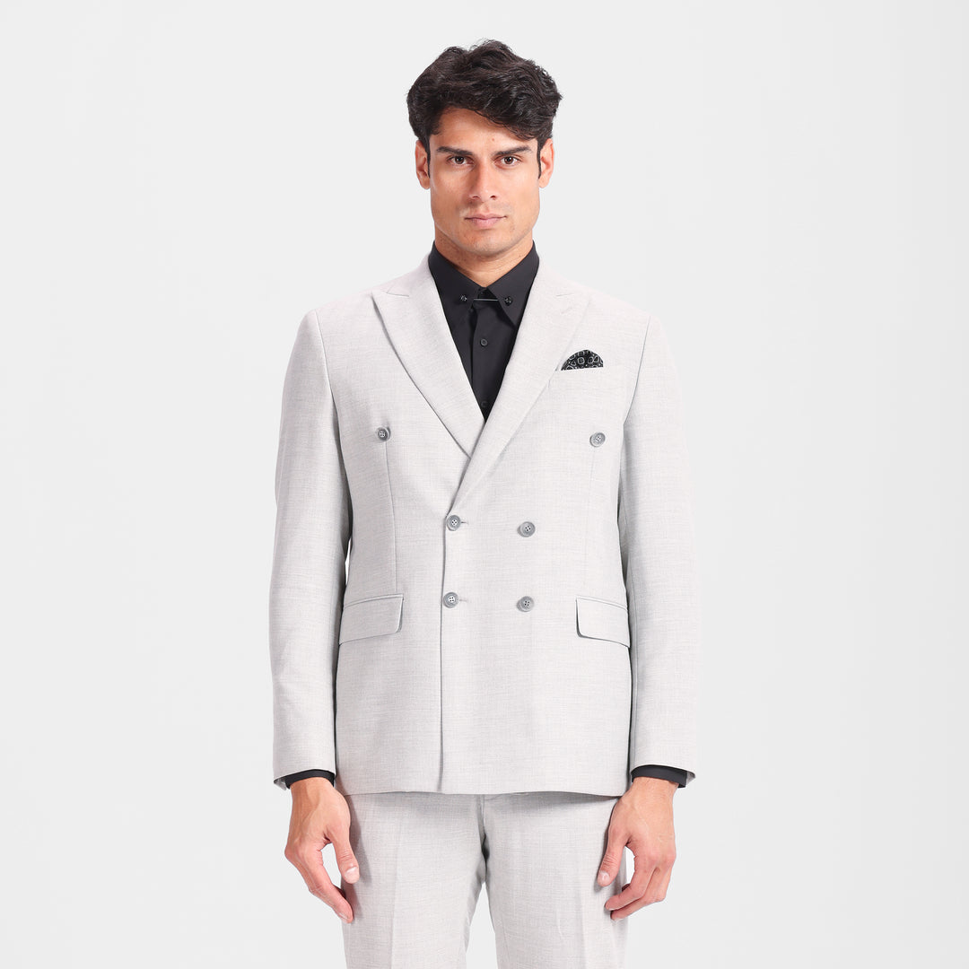 Slim Fit gray Double Breasted Smart Suit-Turkish Made