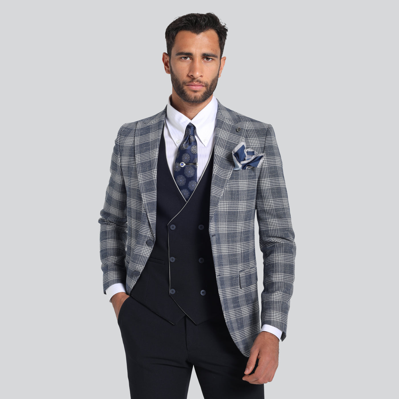 Slim Fit Smart Suit - Navy Vest