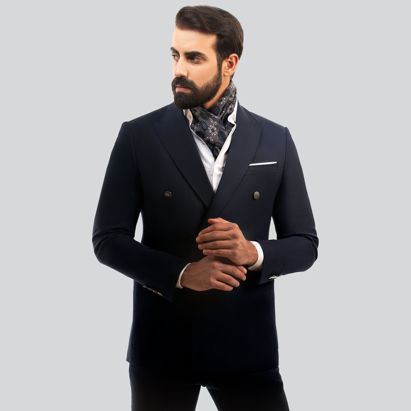 Slim Fit Navy Double Breasted Smart Suit